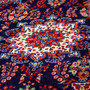 Hamadan Persian Rug 9'10" x 6'11" - Semi Antique Afshan Red, Blue Hand Knotted | back view | SKU 112277
