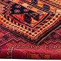 Shiraz Persian Rug 12'4" x 5'5" - Antique Geometric Blue, Red Hand Knotted | corner detail | SKU 112278