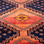 Shiraz Persian Rug 12'4" x 5'5" - Antique Geometric Blue, Red Hand Knotted | side view | SKU 112278