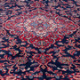 Hamadan Persian Rug 12x9 ft - Semi Antique Medallion (Toranj), Shah Abbasi Navy Blue, Madder Red, Cream Hand Knotted | back view | SKU 112284