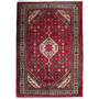 Hamadan Persian Rug 10x6 ft - Semi Antique Medallion (Toranj), Herati (Mahi) Madder Red, Cream, Navy Blue Hand Knotted | front view | SKU 112285