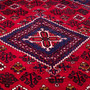 Joshaqan Persian Rug 12x7 ft - Semi Antique Medallion Geometric Madder Red, Navy Blue, White Hand Knotted | back view | SKU 112289