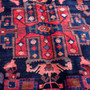 Nahavand Persian Rug 9'9" x 4'11" - Semi Antique Medallion Navy Blue, Red Hand Knotted | side view | SKU 112292