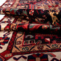 Nahavand Persian Rug 10x4 ft - Semi Antique Medallion Navy Blue, Red Hand Knotted | detail view | SKU 112294
