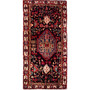 Nahavand Persian Rug 10x4 ft - Semi Antique Medallion Navy Blue, Red Hand Knotted | front view | SKU 112294