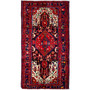 Nahavand Persian Rug 9'6" x 5'3" - Semi Antique Medallion Navy Blue, Red Hand Knotted | front view | SKU 112295