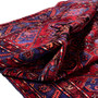 Zanjan Persian Rug 7'5" x 4'8" - Semi Antique Medallion Navy Blue, Crimson Hand Knotted | detail view | SKU 112301