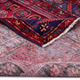 Zanjan Persian Rug 7'5" x 4'8" - Semi Antique Medallion Navy Blue, Crimson Hand Knotted | corner detail | SKU 112301