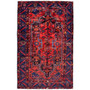 Zanjan Persian Rug 7'3" x 4'7" - Semi Antique Medallion Navy Blue, Crimson Hand Knotted | front view | SKU 112302
