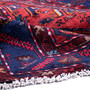 Zanjan Persian Rug 7'3" x 4'7" - Semi Antique Medallion Navy Blue, Crimson Hand Knotted | detail view | SKU 112302