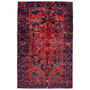 Zanjan Persian Rug 7x4 ft - Semi Antique Medallion Navy Blue, Crimson Hand Knotted | front view | SKU 112303