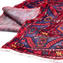Zanjan Persian Rug 7'7" x 4'9" - Semi Antique Medallion Navy Blue, Crimson Hand Knotted | detail view | SKU 112304