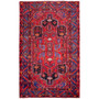 Zanjan Persian Rug 7x4 ft - Semi Antique Medallion Navy Blue, Crimson Hand Knotted | front view | SKU 112304