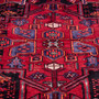 Zanjan Persian Rug 7x4 ft - Semi Antique Medallion Navy Blue, Crimson Hand Knotted | back view | SKU 112304