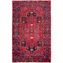 Taleghan Persian Rug 8'4" x 3'10" - Semi Antique Medallion Red, Navy Blue Hand Knotted | front view | SKU 112305
