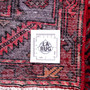 Taleghan Persian Rug 8'4" x 3'10" - Semi Antique Medallion Red, Navy Blue Hand Knotted | full view | SKU 112305