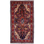 Songhor Persian Rug 9x5 ft - Semi Antique Medallion (Toranj), Shah Abbasi Dark Red, Navy Blue, Cream Hand Knotted | front view | SKU 112306
