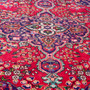 Tabriz Persian Rug 9x6 ft - Semi Antique Medallion Toranj, Shah Abbasi Madder Red, Navy Blue, Cream Hand Knotted | back view | SKU 112309