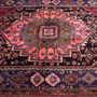 Gholtogh Persian Rug 6x4 ft - Semi Antique Medallion Geometric Crimson, Navy Blue, Madder Red Hand Knotted | back view | SKU 112312