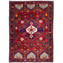 Zanjan Persian Rug 6x4 ft - Semi Antique Medallion Navy Blue, Crimson Hand Knotted | front view | SKU 112313