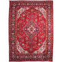 Tabriz Persian Rug 9'6" x 6'3" - Semi Antique Medallion Red, Cream Hand Knotted | front view | SKU 112315