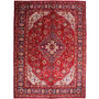 Tabriz Persian Rug 9x6 ft - Semi Antique Medallion (Toranj), Shah Abbasi Red, Cream, Navy Blue Hand Knotted | front view | SKU 112316