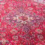 Tabriz Persian Rug 9x6 ft - Semi Antique Medallion (Toranj), Shah Abbasi Red, Cream, Navy Blue Hand Knotted | back view | SKU 112316