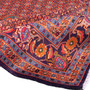 Zanjan Persian Rug 13x9 ft - Semi Antique Medallion Toranj, Herati Mahi Crimson, Navy Blue, Madder Red Hand Knotted | detail view | SKU 112319