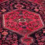 Zanjan Persian Rug 8'11" x 4'11" - Semi Antique Medallion Navy Blue, Crimson Hand Knotted | back view | SKU 112320