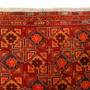 Meshkin Persian Rug 10x4 ft - Semi Antique Geometric Crimson, Green Hand Knotted | corner detail | SKU 110039