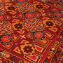 Meshkin Persian Rug 10'9" x 4'7" - Semi Antique Geometric Crimson, Green Hand Knotted | side view | SKU 110039