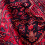 Zanjan Persian Rug 9'10" x 5'3" - Semi Antique Medallion Navy Blue, Crimson Hand Knotted | detail view | SKU 112322