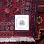 Gholtogh Persian Rug 3x2 ft - Semi Antique Medallion Toranj Geometric Madder Red Crimson Navy Blue Hand Knotted | full view | SKU 112323