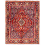 Bijar Persian Rug 5x3 ft - Semi Antique Medallion (Toranj), Herati (Mahi) Crimson, Navy Blue, Madder Red Hand Knotted | front view | SKU 112327