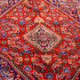 Bijar Persian Rug 5x3 ft - Semi Antique Medallion (Toranj), Herati (Mahi) Crimson, Navy Blue, Madder Red Hand Knotted | back view | SKU 112327