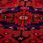 Zanjan Persian Rug 6'3" x 4'3" - Semi Antique Medallion Navy Blue, Crimson Hand Knotted | back view | SKU 112331