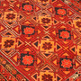 Meshkin Persian Rug 11x4 ft - Semi Antique Geometric, Diamond Lattice Crimson, Rust Red, Gold Hand Knotted | side view | SKU 110040