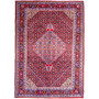 Zanjan Persian Rug 9'8" x 6'6" - Semi Antique Medallion Navy Blue, Crimson Hand Knotted | front view | SKU 112333