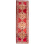 Azerbaijan Persian Rug 13x3 ft - Semi Antique Medallion Red, Cream Hand Knotted | front view | SKU 112334