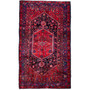 Zanjan Persian Rug 9'4" x 5'5" - Semi Antique Medallion Navy Blue, Crimson Hand Knotted | front view | SKU 112336