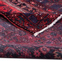 Zanjan Persian Rug 8x4 ft - Semi Antique Medallion (Toranj), Herati (Mahi) Madder Red, Navy Blue, Burgundy Hand Knotted | corner detail | SKU 112337