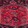 Zanjan Persian Rug 8'6" x 4'12" - Semi Antique Medallion Navy Blue, Crimson Hand Knotted | side view | SKU 112337