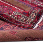 Zanjan Persian Rug 9'7" x 5'5" - Semi Antique Medallion Navy Blue, Crimson Hand Knotted | corner detail | SKU 112340