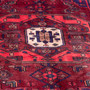 Zanjan Persian Rug 6x4 ft - Semi Antique Medallion (Toranj), Geometric Crimson, Navy Blue, Madder Red Hand Knotted | back view | SKU 112343