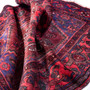 Zanjan Persian Rug 6x4 ft - Semi Antique Medallion Toranj, Herati Mahi Madder Red, Navy Blue, Crimson Hand Knotted | detail view | SKU 112344