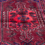Zanjan Persian Rug 6x4 ft - Semi Antique Medallion Toranj, Herati Mahi Madder Red, Navy Blue, Crimson Hand Knotted | side view | SKU 112345