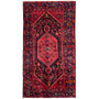 Zanjan Persian Rug 7x4 ft - Semi Antique Medallion Navy Blue, Crimson Hand Knotted | front view | SKU 112346