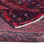 Zanjan Persian Rug 7x4 ft - Semi Antique Medallion Toranj, Herati Mahi Madder Red, Navy Blue, Crimson Hand Knotted | corner detail | SKU 112346