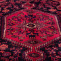 Zanjan Persian Rug 7'7" x 4'3" - Semi Antique Medallion Navy Blue, Crimson Hand Knotted | back view | SKU 112346