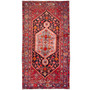 Zanjan Persian Rug 8x4 ft - Semi Antique Medallion Navy Blue, Crimson Hand Knotted | front view | SKU 112348